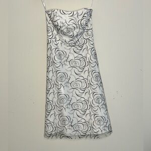 David’s Bridal Size 6 White & Black Floral Spaghetti Strapless Dress